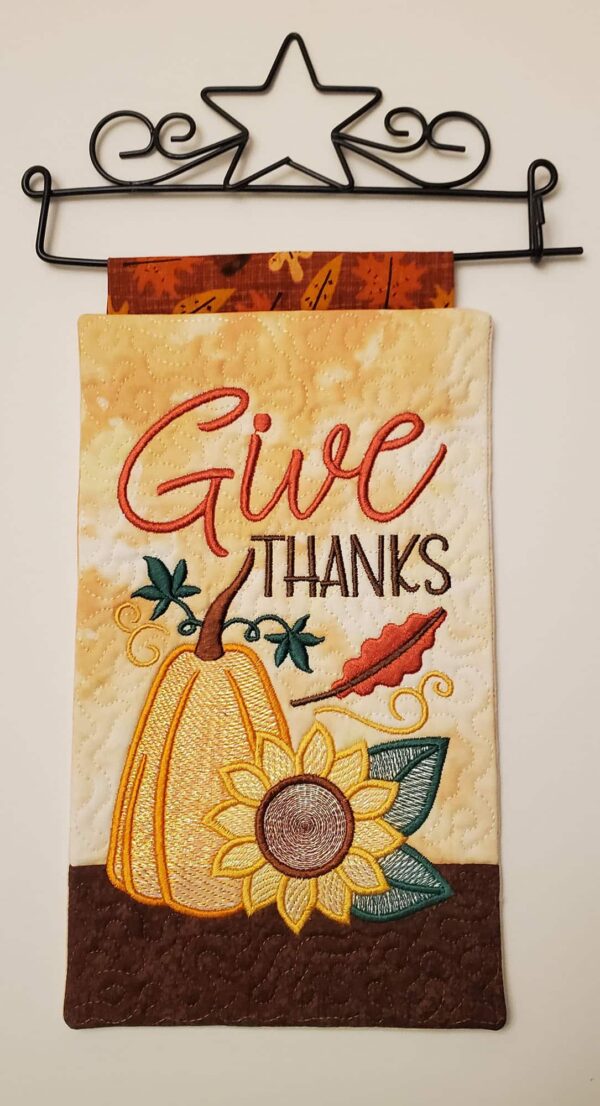 Give Thanks Mini Quilt with Metal Hanger
