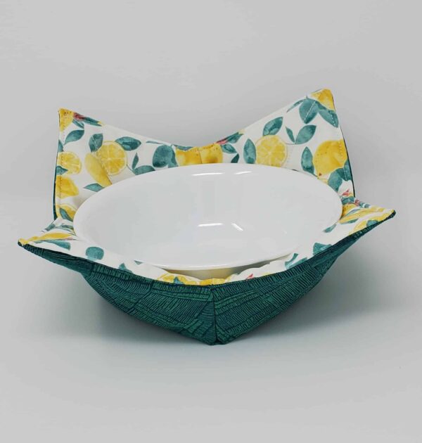 Lemons on White Microwave Bowl Cozy - Image 2