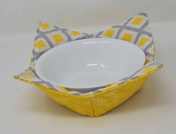 Yellow and Gray Geometric Microwave Bowl Cozy - Image 2