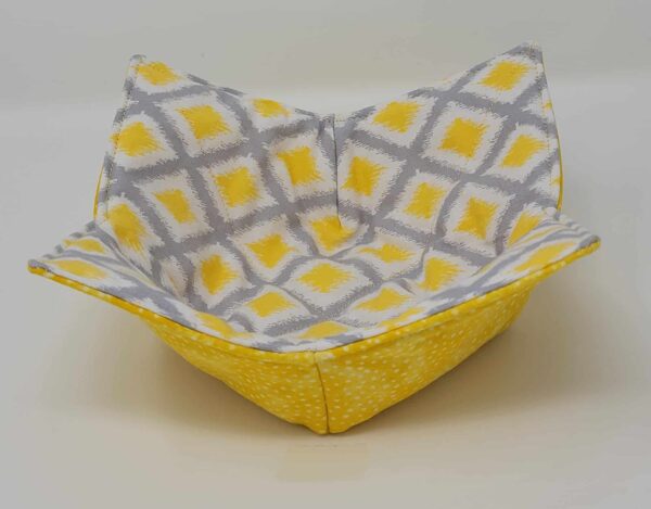 Yellow and Gray Geometric Microwave Bowl Cozy