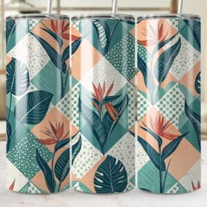 Bird of Paradise Tumbler Wrap, 20 oz Skinny Flower PNG, Florida Retro, Sublimation Designs, Digital Download, Commercial Use