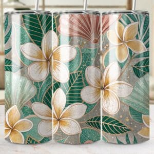 Plumeria Tumbler Wrap, 20 oz Skinny Plumeria PNG, Florida Retro, Sublimation Designs, Digital Download, Flower Tumbler Wraps