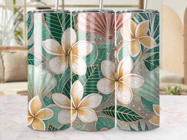 Plumeria Tumbler Wrap, 20 oz Skinny Plumeria PNG, Florida Retro, Sublimation Designs, Digital Download, Flower Tumbler Wraps