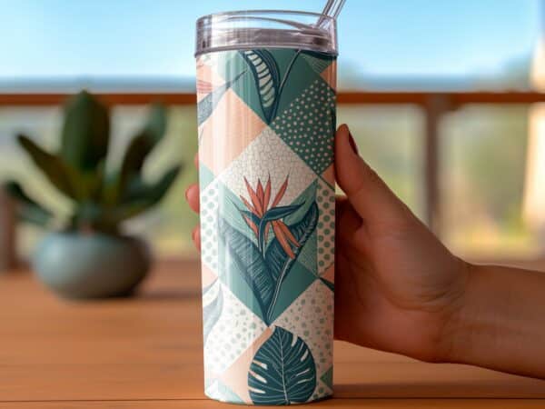 Bird of Paradise Tumbler Wrap, 20 oz Skinny Flower PNG, Florida Retro, Sublimation Designs, Digital Download, Commercial Use - Image 3