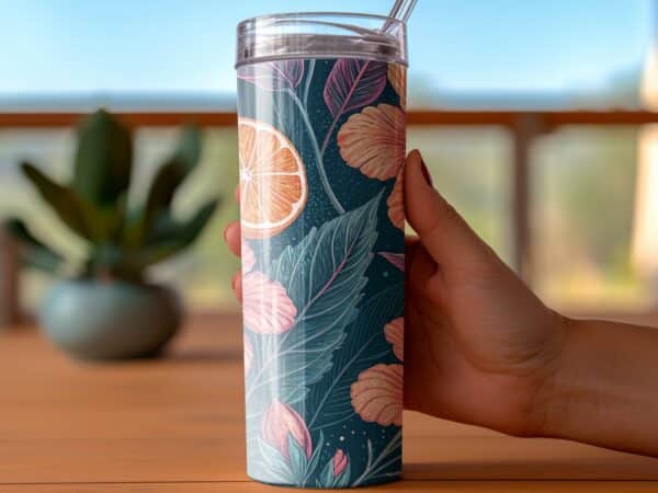 Hibiscus Tumbler Wrap, 20 oz Skinny Hibiscus PNG, Florida Retro, Sublimation Designs, Digital Download, Flower Tumbler Wraps - Image 3