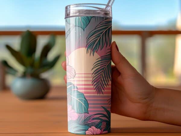 Hibiscus Tumbler Wrap, 20 oz Skinny Hibiscus Tumbler PNG, Florida Retro, Sublimation Designs, Digital Download - Image 3