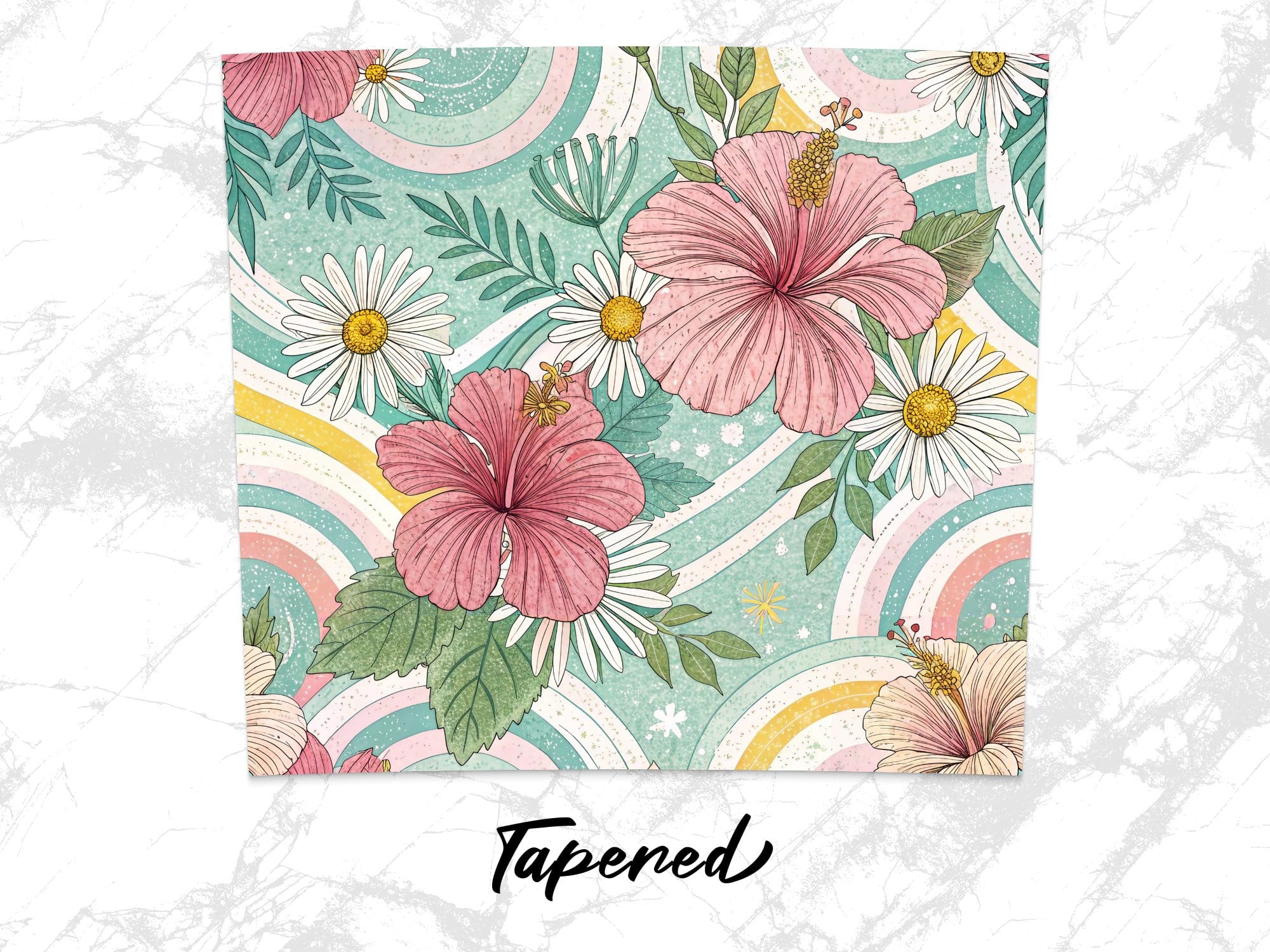 Hibiscus Tumbler Wrap, 20 oz Skinny Hibiscus Tumbler PNG, Florida Retro, Pastel Rainbow, Sublimation Designs, Digital Download - Image 5