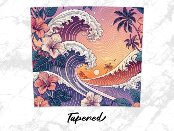 Hibiscus Tumbler Wrap, 20 oz Skinny Flower Tumbler PNG, Florida Retro, Ocean Waves, Sublimation Designs, Digital Download - Image 5