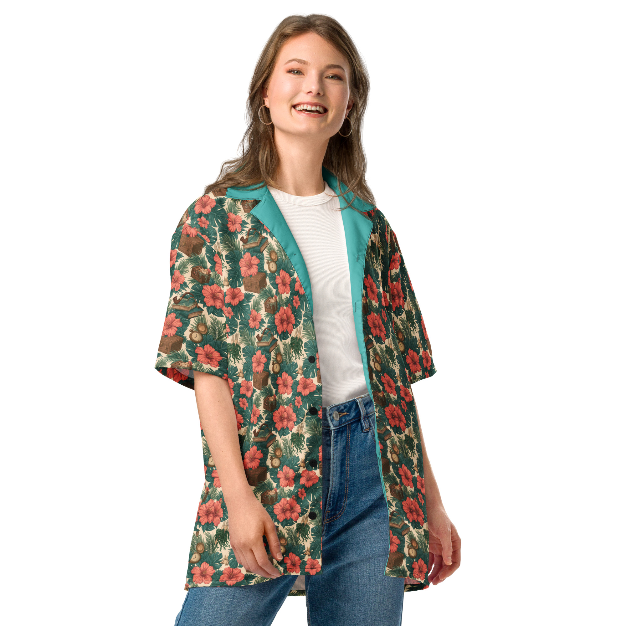 Dinglehopper & Snarfblatt Hawaiian Shirt – Secret Grotto All-Over Print Hawaiian Button-Down Costume Shirt - Image 5