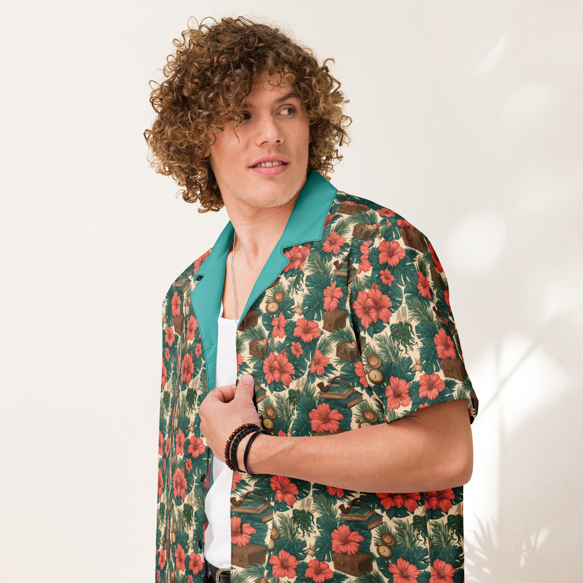 Dinglehopper & Snarfblatt Hawaiian Shirt – Secret Grotto All-Over Print Hawaiian Button-Down Costume Shirt - Image 7