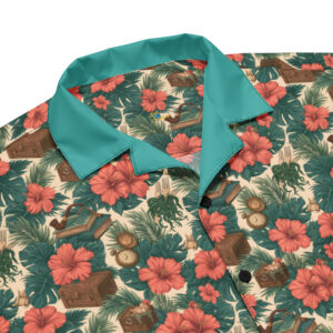 dinglehopper hawaiian shirt pattern close up with forks and tobacco pipes