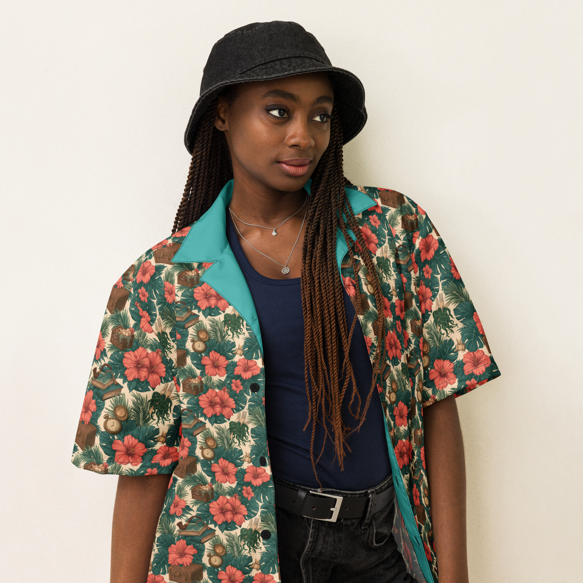 Dinglehopper & Snarfblatt Hawaiian Shirt – Secret Grotto All-Over Print Hawaiian Button-Down Costume Shirt - Image 8